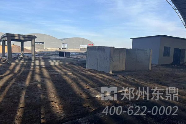 陜西彬州大型煤泥烘干機基礎建設現場